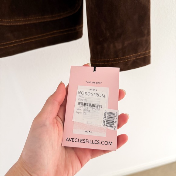 NWT Avec Les Filles Barn Jacket Faux Suede Western 70s Boho Old Money M - Picture 10 of 12